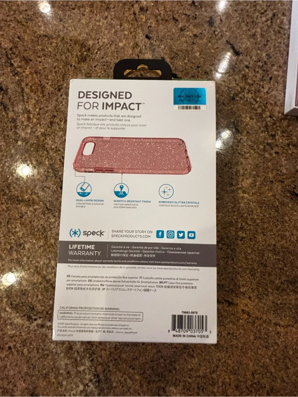 speck Presidio Clear+Glitter iPhone 7 Plus Case in Rose Glitter